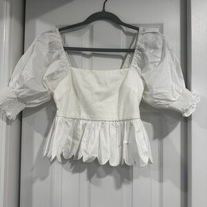 English Factory White Puff Sleeve Blouse
